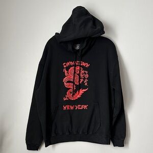 Red Dragon Chinatown New York Men's Black Hoodie size L